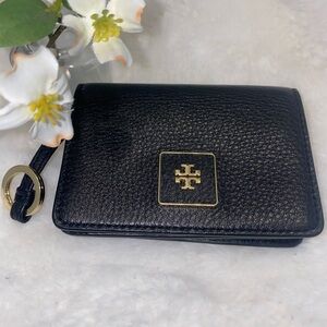"BRAND NEW/NEVER USED" Tory Burch Black Pebbled Leather Card Holder